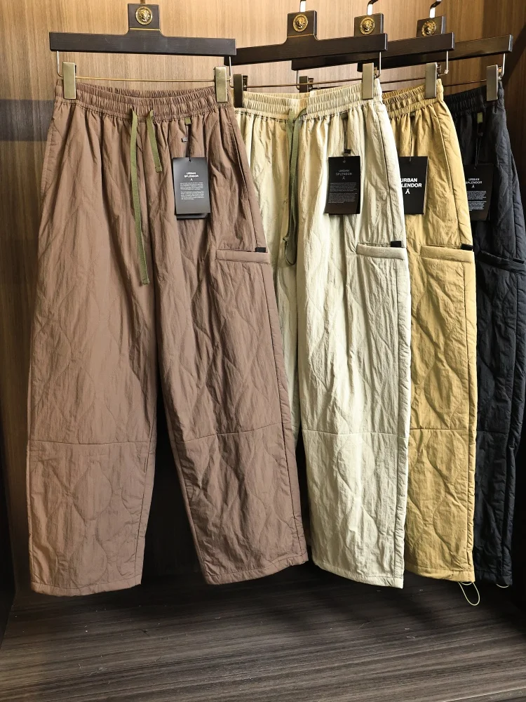 

Men's Faionable Straight Leg Cotton Pants Water Resistant down Filled Sports Trousers Autumn Winter Warm Casual Trousers