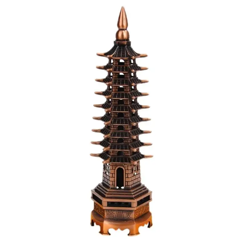 2024 Feng Shui 9-Levels Alloy 3D Model Chinese Wenchang Pagoda Tower Crafts Statue Souvenir Home Decoration Metal Handicraft