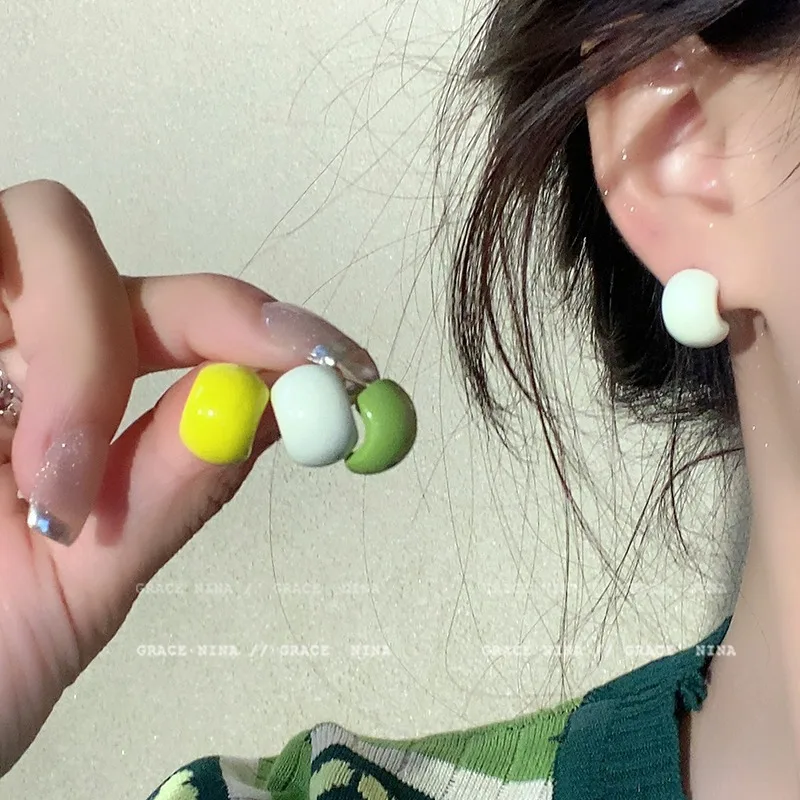 The New Minimalist Earrings For 2024 For Women Summer Outing INS Style Colorful jelly Bean Earrings Jewelry Gifts