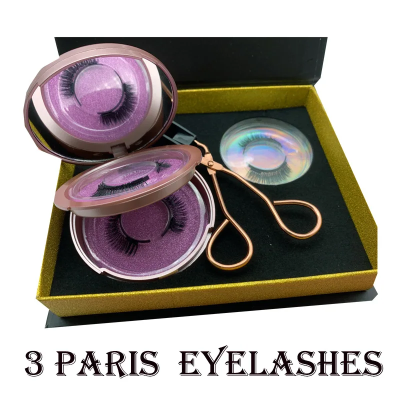 Hot-selling 3 pairs magnetic eyelash set, magnetic two-second wear natural simulation, manufacturer false eyelashes