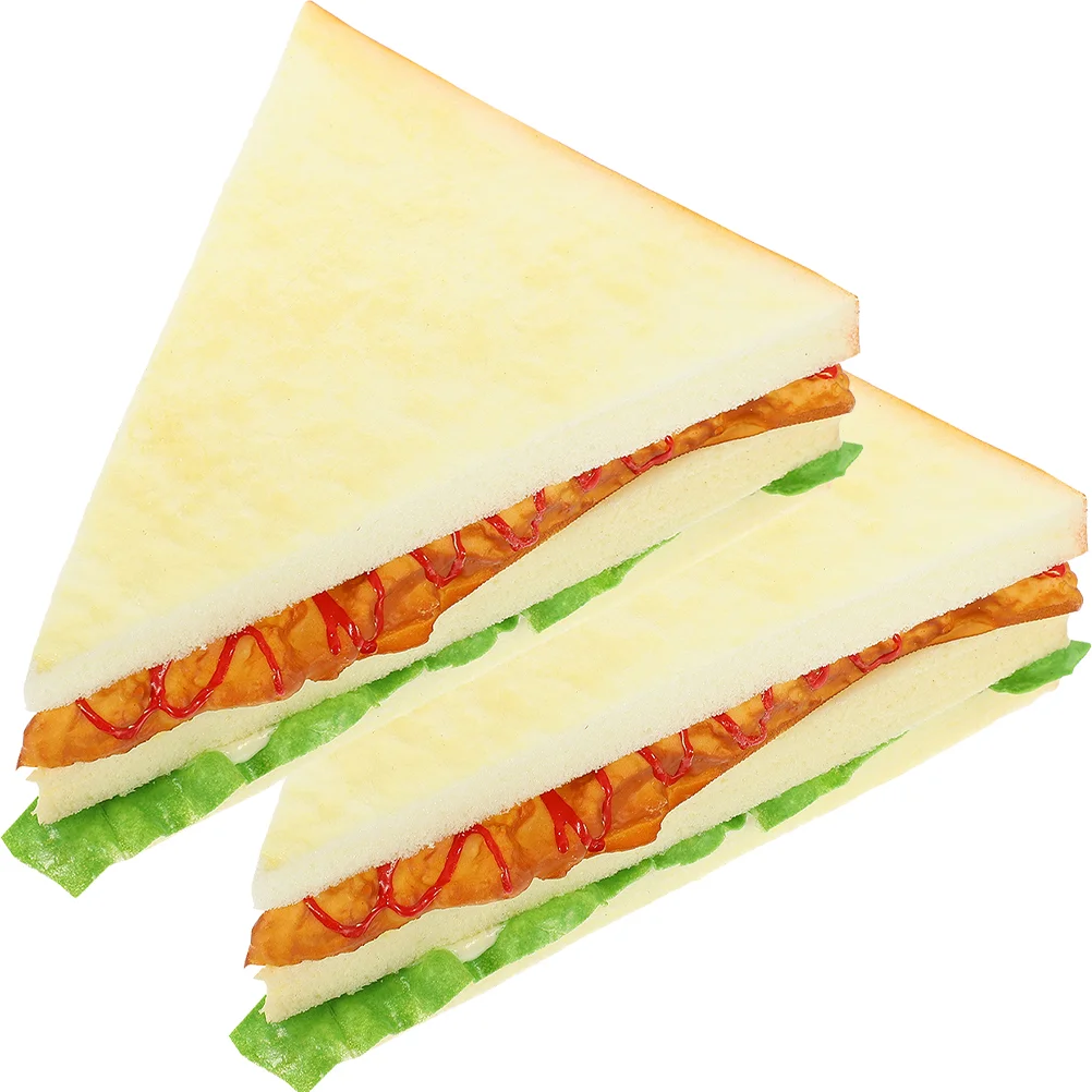 2 Pcs Sandwich Model Photography Prop Bakery Food Props Basket Fake Pu Scene Layout Realistic Design