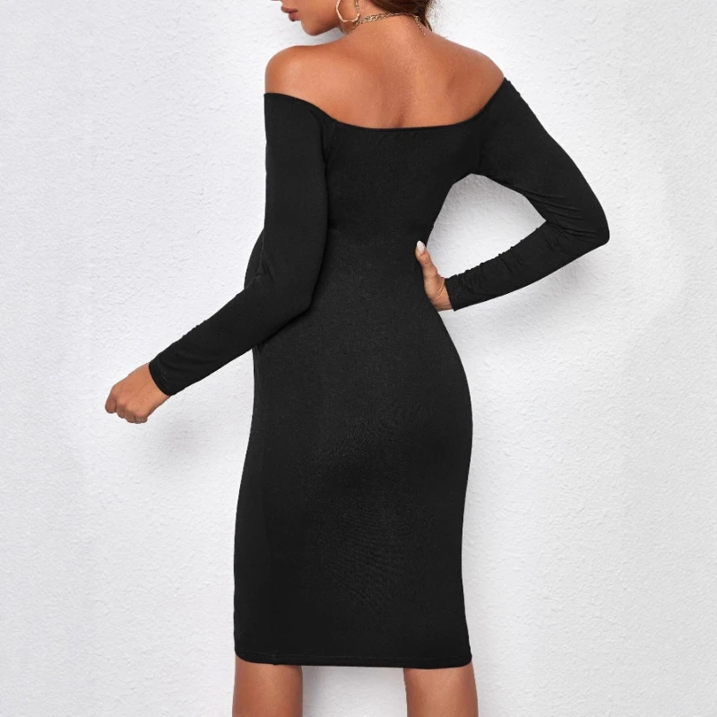 Pregnant Women's Dress with One Collar Exposed Shoulder Pleated Long Sleeved Jumpsuit
