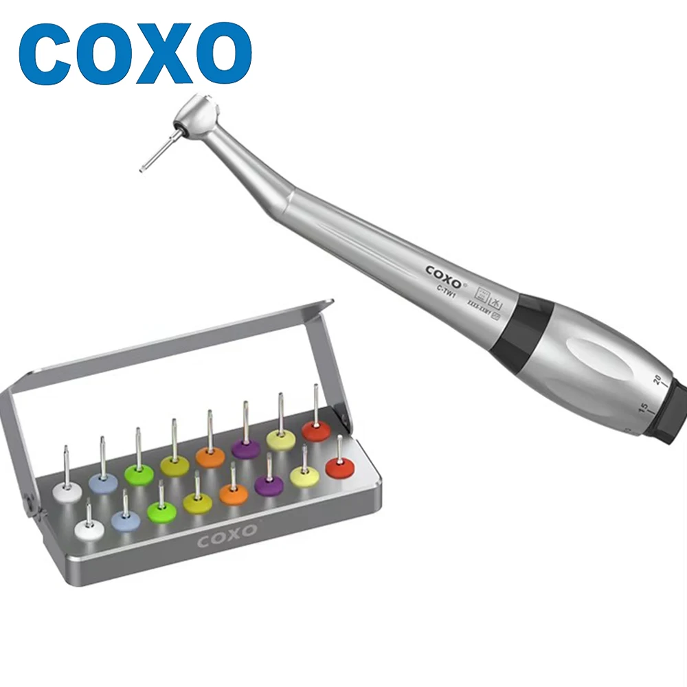 COXO C-TW1 Dental Implant Torque Wrench Handpiece Ratchet Latch Head 16pcs Drivers 5-Speed Adjustable Torque15-35N Dentist Tools