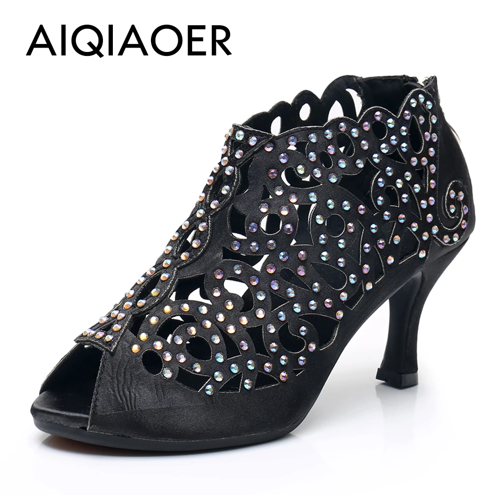 

Latin Shoes Women 2023 New RhinestonesDance Shoes Suede Sole Indoor Soft Ballroom Sandals Heels Outdoor Laser dance shoes