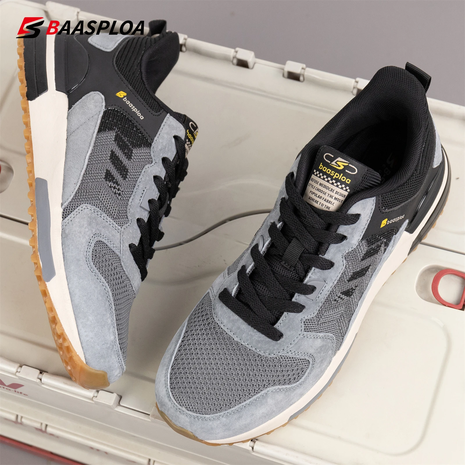 Baasploa Men Casual Sneakers Comfort Breathable Sport Shoes For Men Fashion Increase Walking Shoes Male Non-slip Outdoor