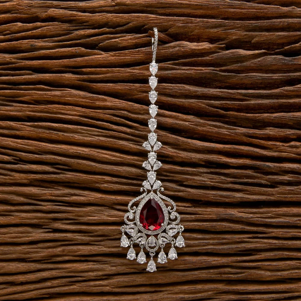 Stonefans Elegant Zircon Maang Tikka for Women Indian Head Jewelry Ethnic Headdress Water Drop Bridal Forehead Chain Handcrafted