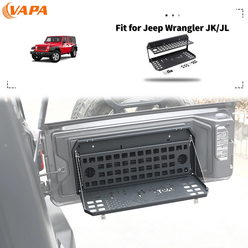 Tailgate Table Rear Foldable Cargo Shelf Metal Storage Shelf For Jeep Wrangler JK 2007-2017 for Wrangler JL 2018 Up