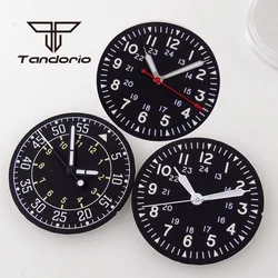 Juego de manecillas y esfera de reloj estériles, Accesorios luminosos verdes, movimiento automático, color negro, 29mm, compatible con NH35, NH36, ETA2824, PT5000, ST2130