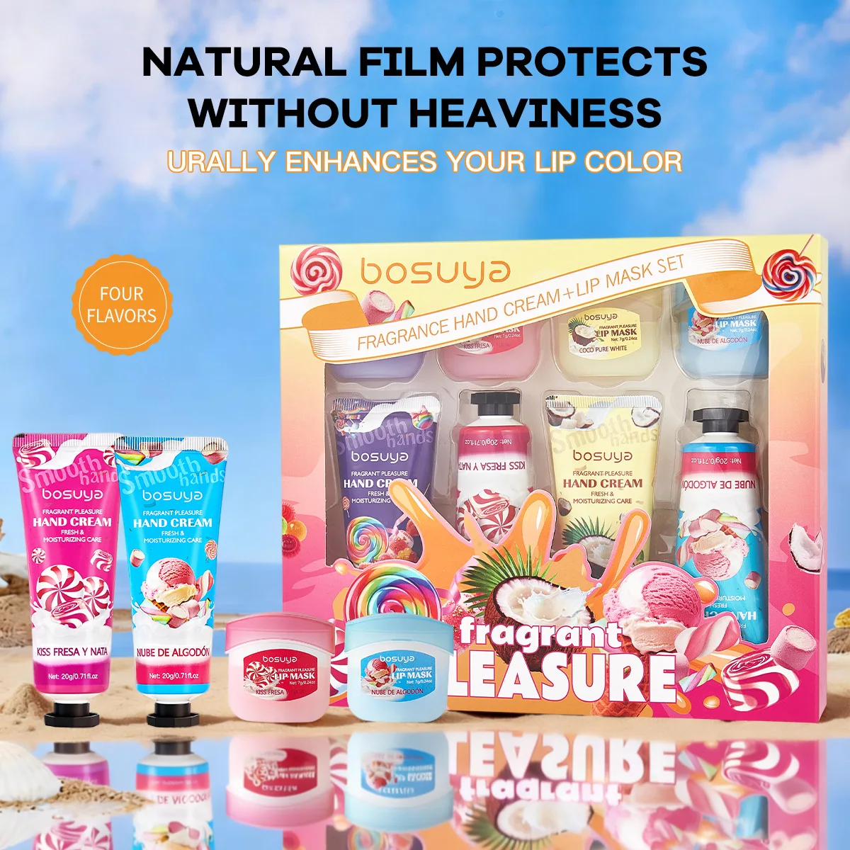 Hand Cream Lip Mask 8-piece Set, Moisturizing Autumn and Winter Anti-drying and Cracking Muse Care Kit