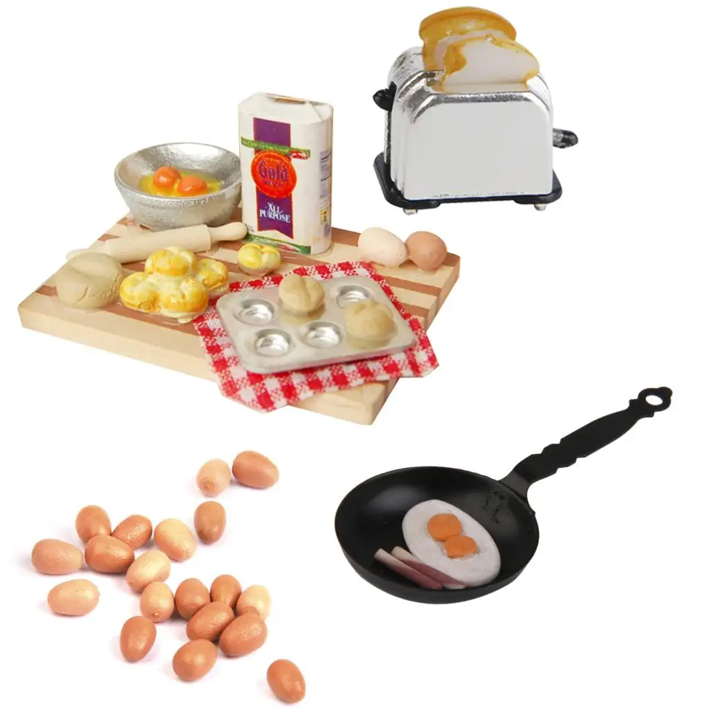1 Set 1:12 Dollhouse Miniature Dining Room Breakfast Eggs Kits