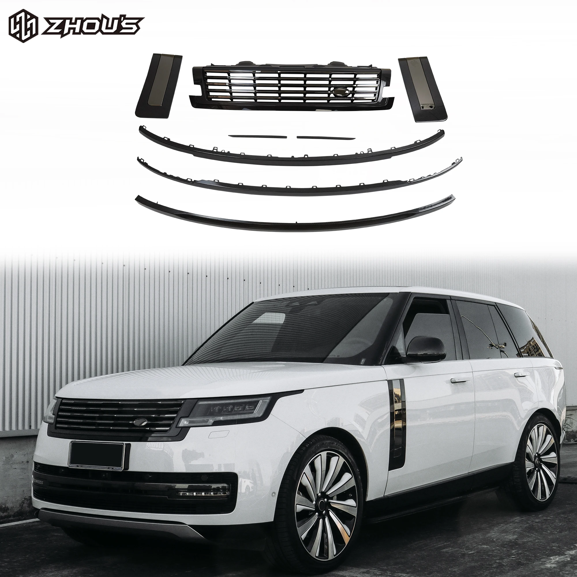 Auto Parts Car Conversion Kit Side Venr Front Bumper Trim Front Grille Car Carbon Fibre Bodykit for Range Rover 2023