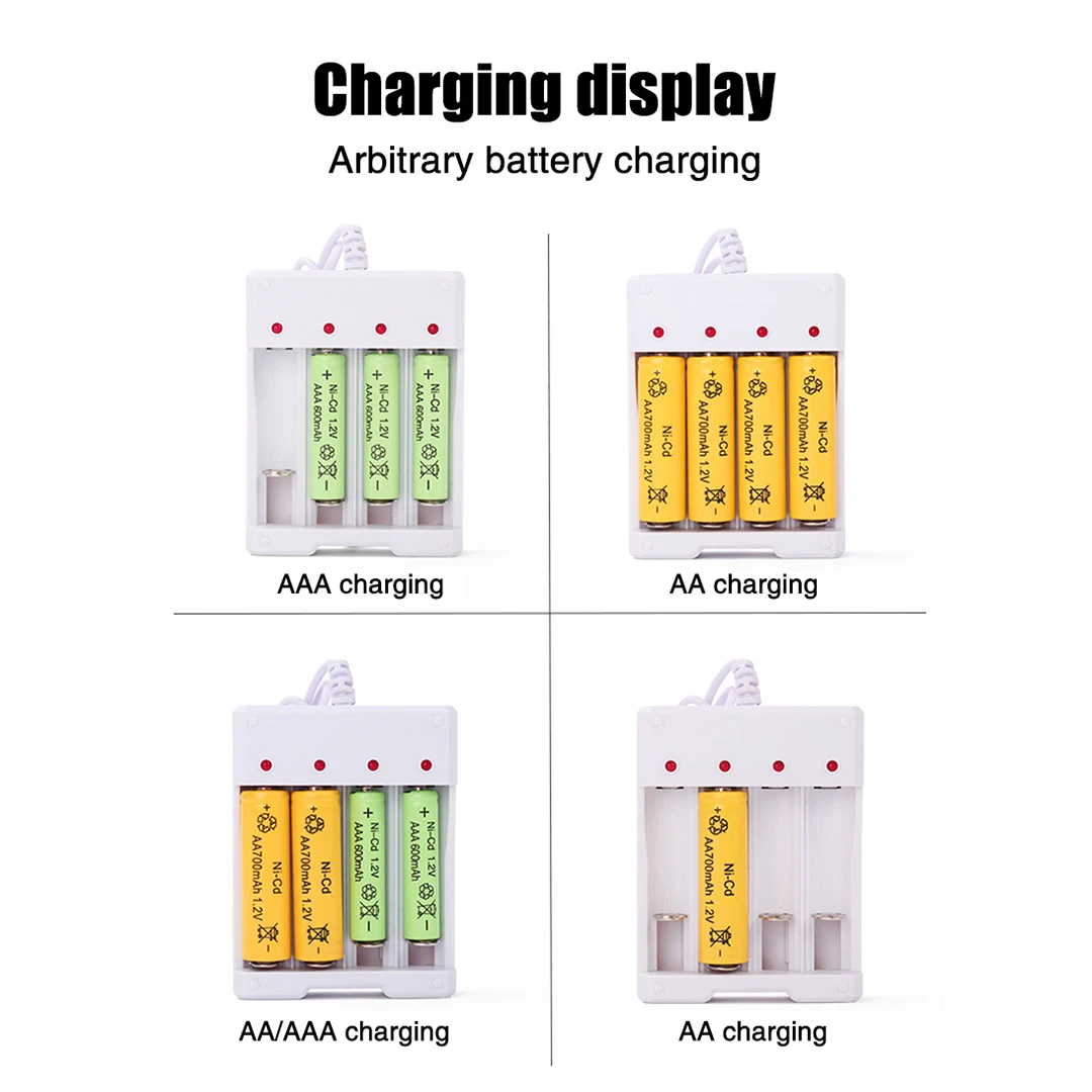 3/4 Slots Fast Rechargeable Battery Charger USB Output Battery Charger Short Circuit Protection AAA/AA  Battery charging case