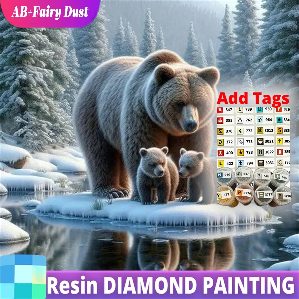 

Resin AB Fairy Dust New Arrival Diamond Embroidery Bear Animal Picture Of Rhinestones DIY Painting Winter Mosaic Holiday Gifts