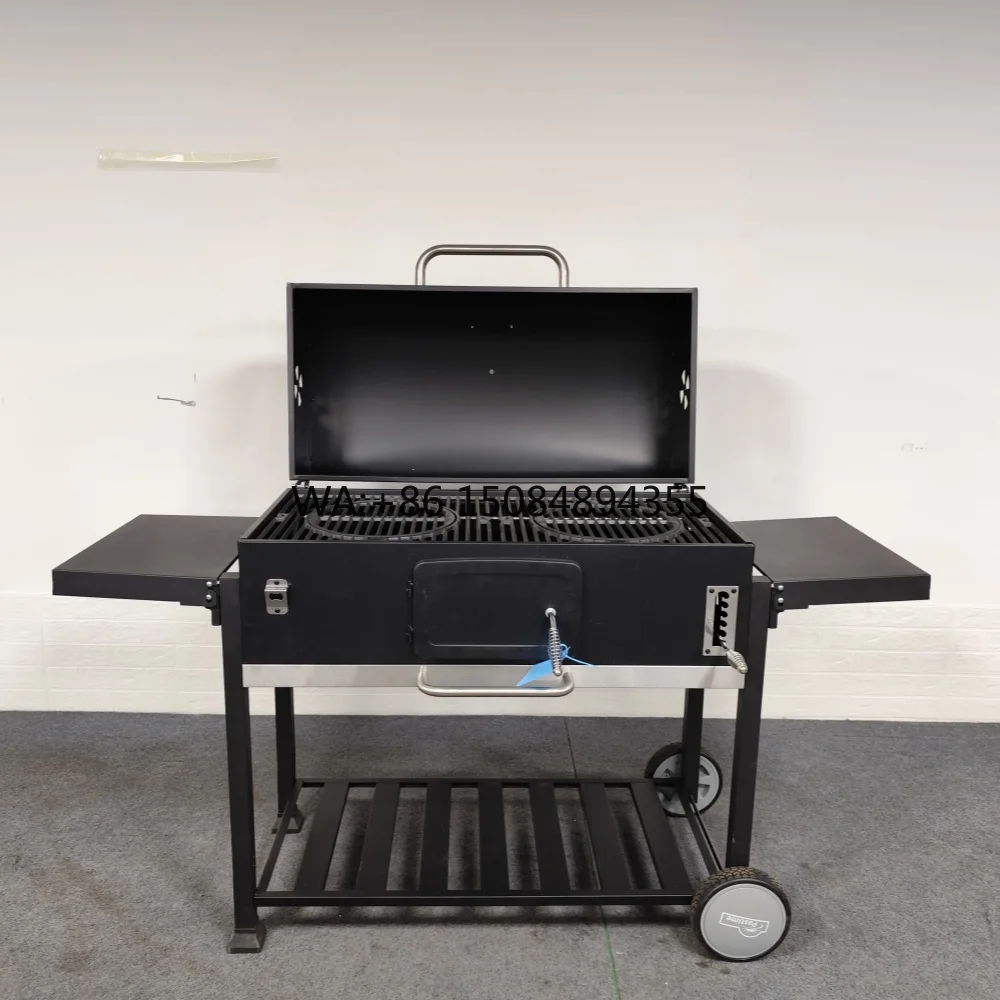 XXXXL Modern Premium Large Cooking Area Trolley Charcoal Grill with Steel Cooking Grid and Remote Control for Barbecue Party