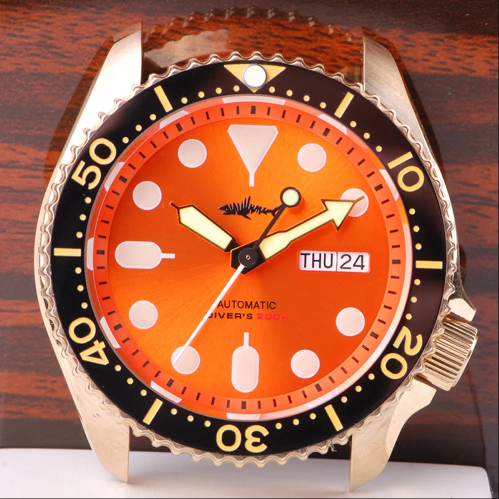 Heimdallr Sapphire 41mm Orange Dial Luminous Men\'s Bronze Dive Watch Sapphire 200M Water Resistance NH35 Automatic Men\'s Relogio