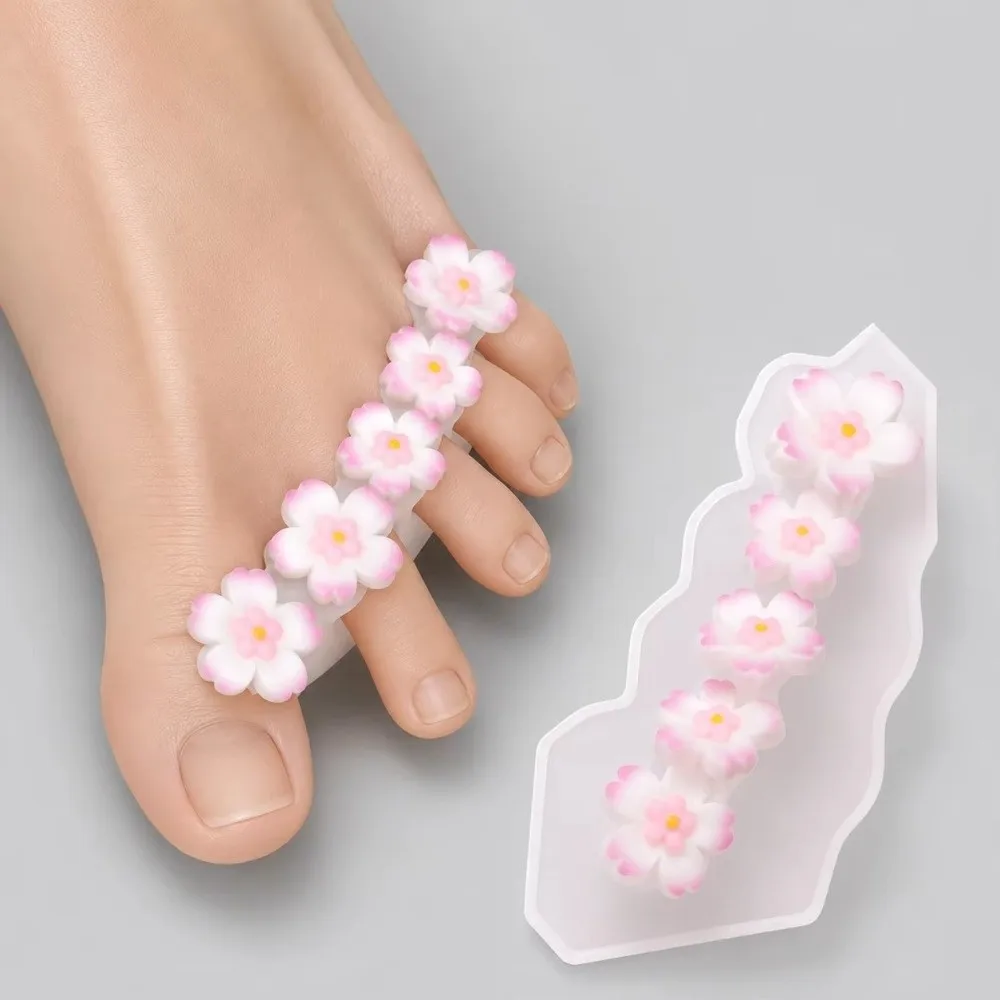 Soft Silicone Nail Art Separators Flower Design Reusable Toe Separators Non-Slip Flexible Nail Art Applicator Nail Studio