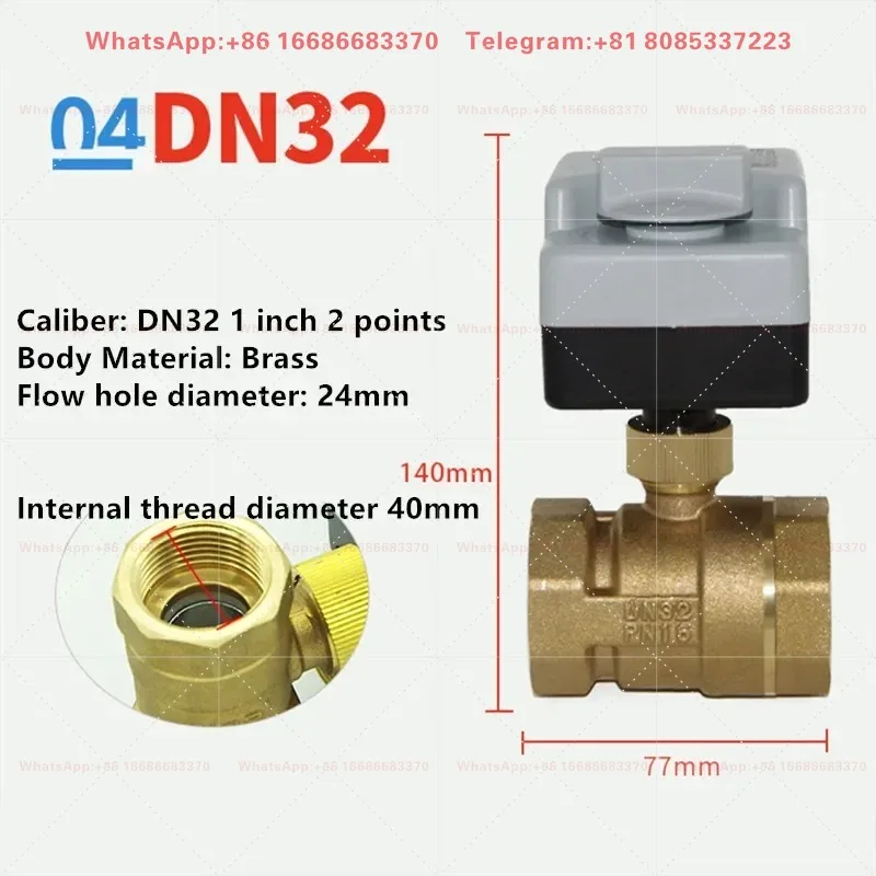 2/3 Way Motorized Ball Valve AC220V 3-Wire Control Female Thread DN15-DN40 With Manual Override Actuator
