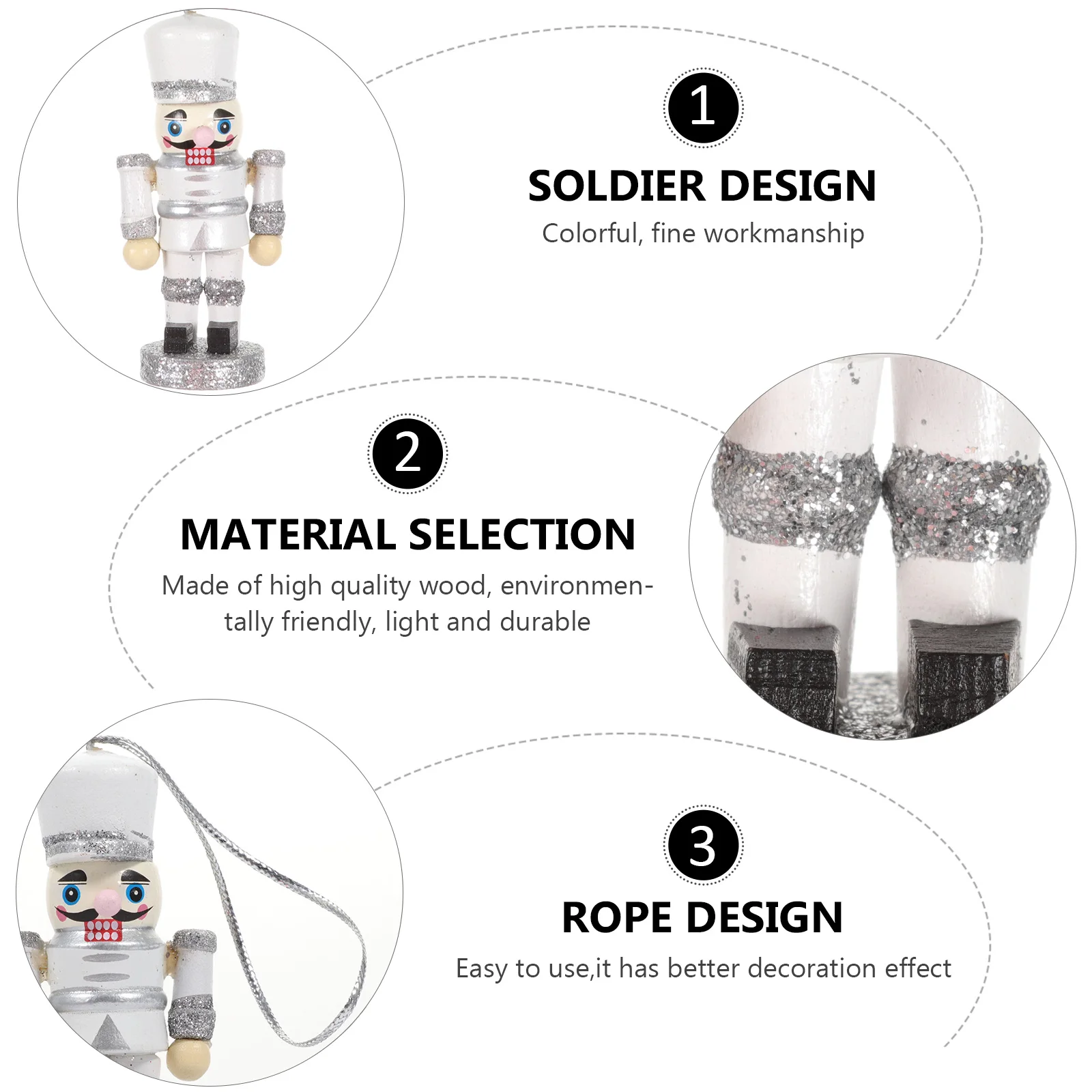 

6 Pcs Soldier Wooden Christmas nament Shelf Puppet Cartoon Hanging Tree Home Nutcracker Soldier Decor Decor Miniature Model