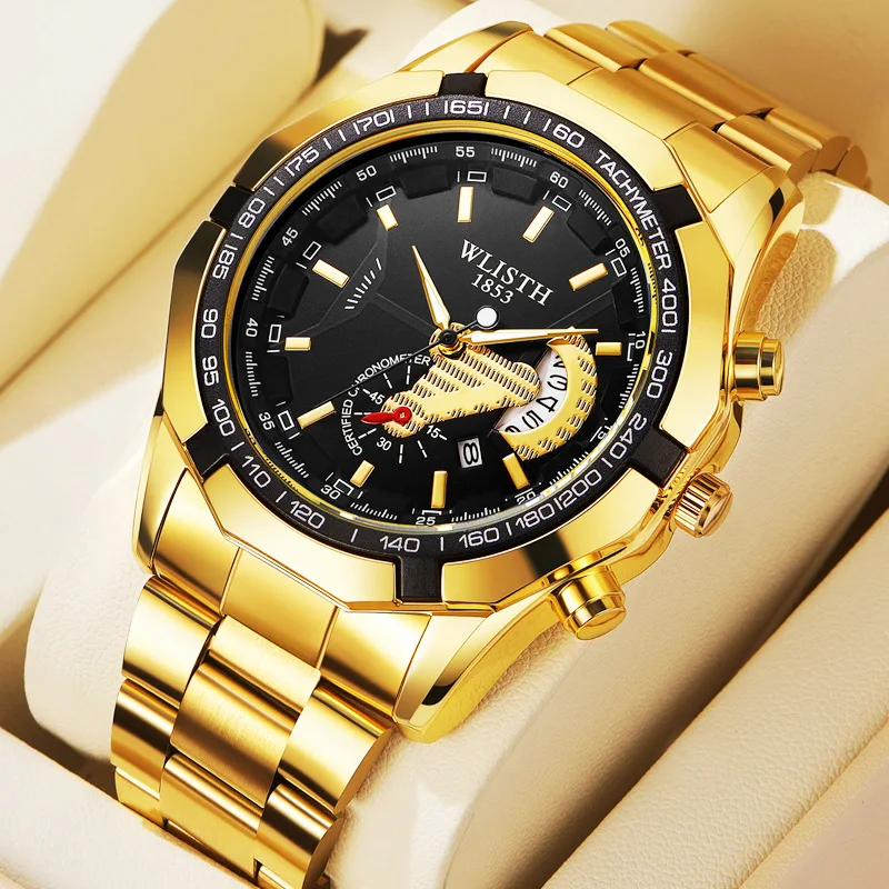 

WLISTH Men's Large Dial Quartz Watch - 30M Waterproof Extra Large Date Display Non-Mechanical Wristwatch