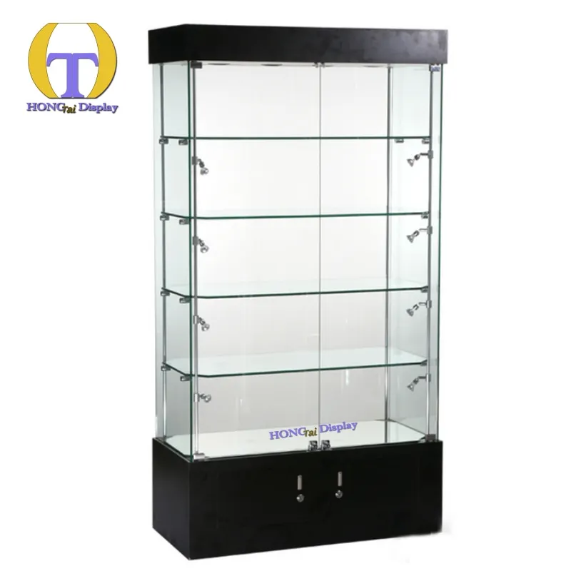 Meja Toko Rokok Custom.Secured dengan Rak Kaca Transparan, Panel Kayu, Kompartemen Kunci, dan Penyimpanan