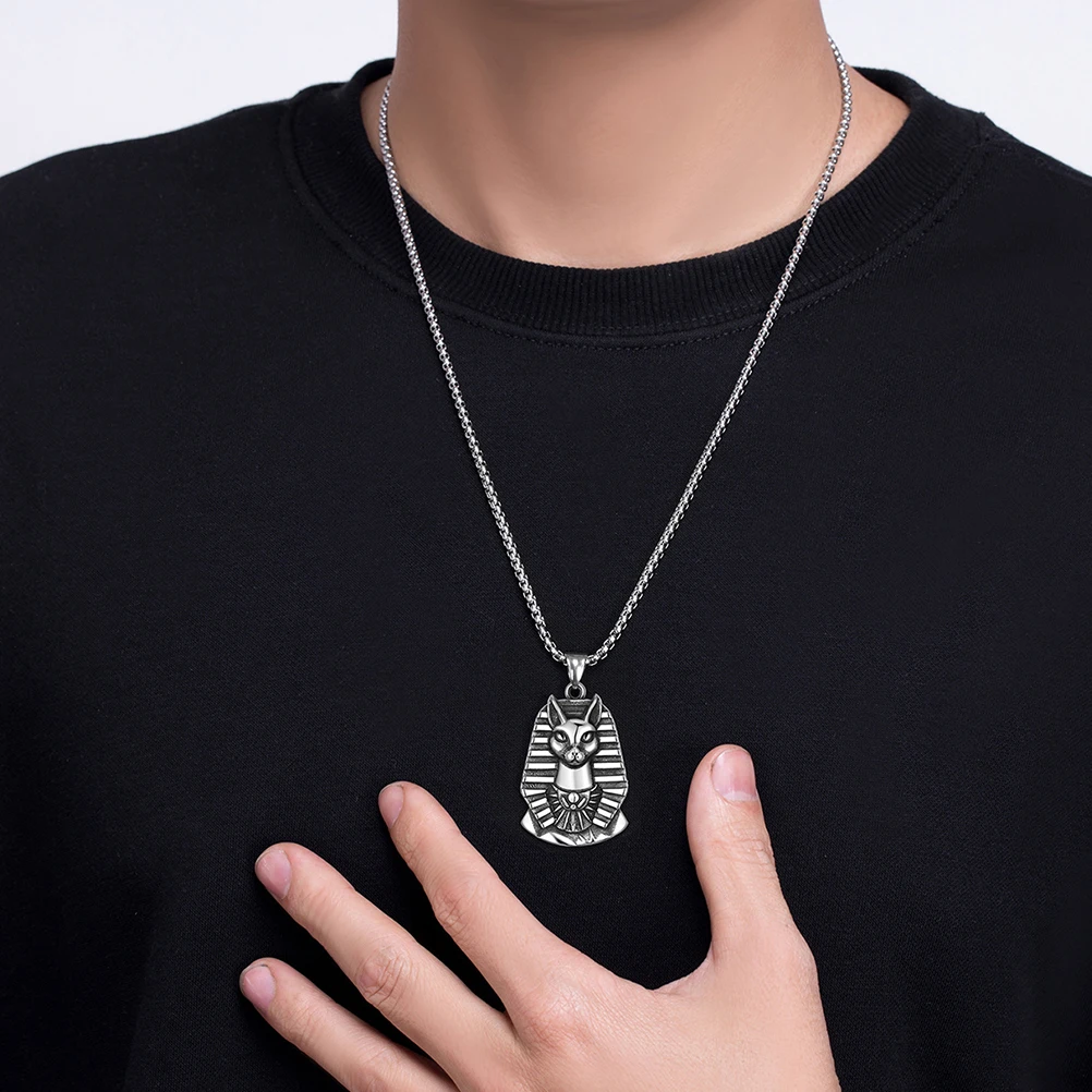 

Egyptian Pendant Necklace Stainless Steel Men Jewelry Chain Gift Charm Sweater Accessories