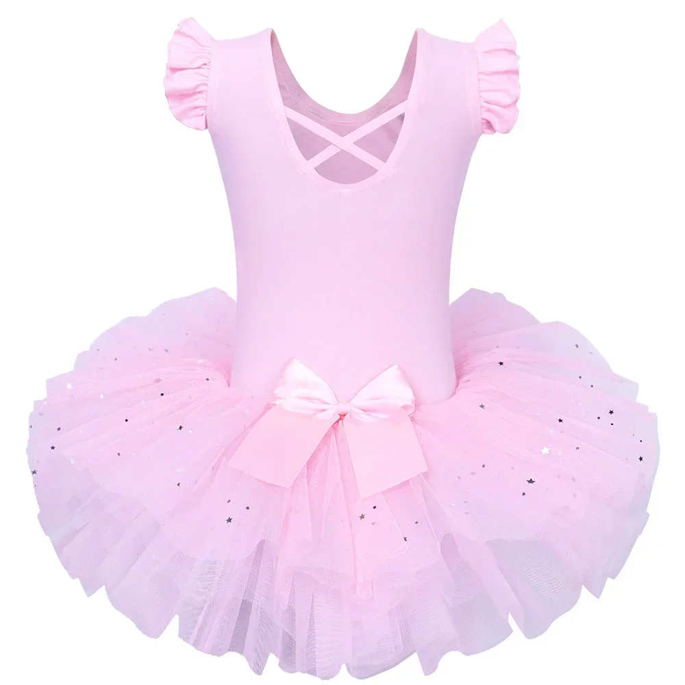 

BAOHULU Girls Ballet Tutu Tulle Dress Sleeveless Gymnastics Leotard Diamond Pink Bow Pattern Ballet Leotard For Girl Ballerina