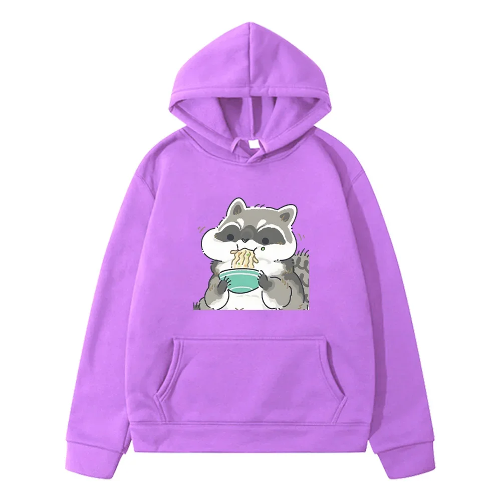 Little Raccoon Noodles Funny Cartoon Hoodies Japanese Anime Sweatshirts Kids Clothes Boys Girls Cute Sense of Design Streetwear