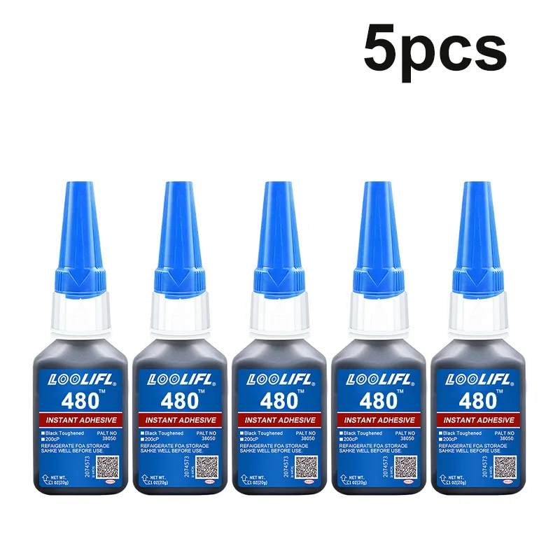 0,7oz-20gramm 480 Schwarzer, ultraschnell trocknender Cyanacrylat-Klebstoff für Kunststoff, Holz, Metall, Reifen, Gummischuhe und Reifenreparaturen, inklusive 1-25 Packungen Klebstofftuben