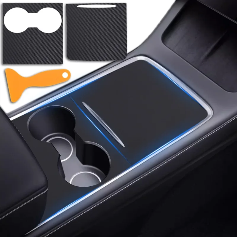 Beschermingsfilm voor centrale controle voor Tesla Model 3Y PU TPU Koolstofvezel Antislip centrale bedieningssticker Installatiekit