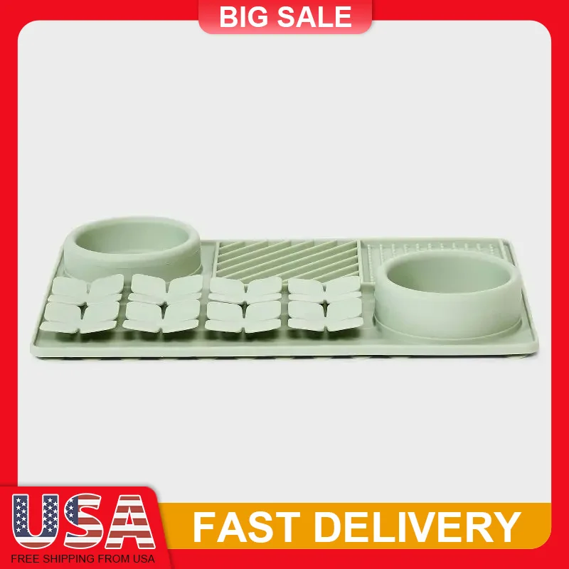 

Slow Lick Mat for Dogs Silicone Feeding Mat with Textured Bowls for Kibble Wet Food and Water BPA Free Interactive Licking Pad