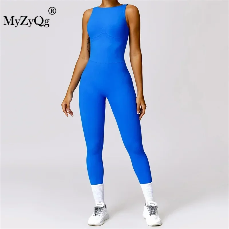 MyZyQg Women Seamless Hollow Back Yoga Jumpsuits Tight Exercise Hip Lift Onesie Yoga Suit Skinny Gym Sports Jumpsuits Bodysuit