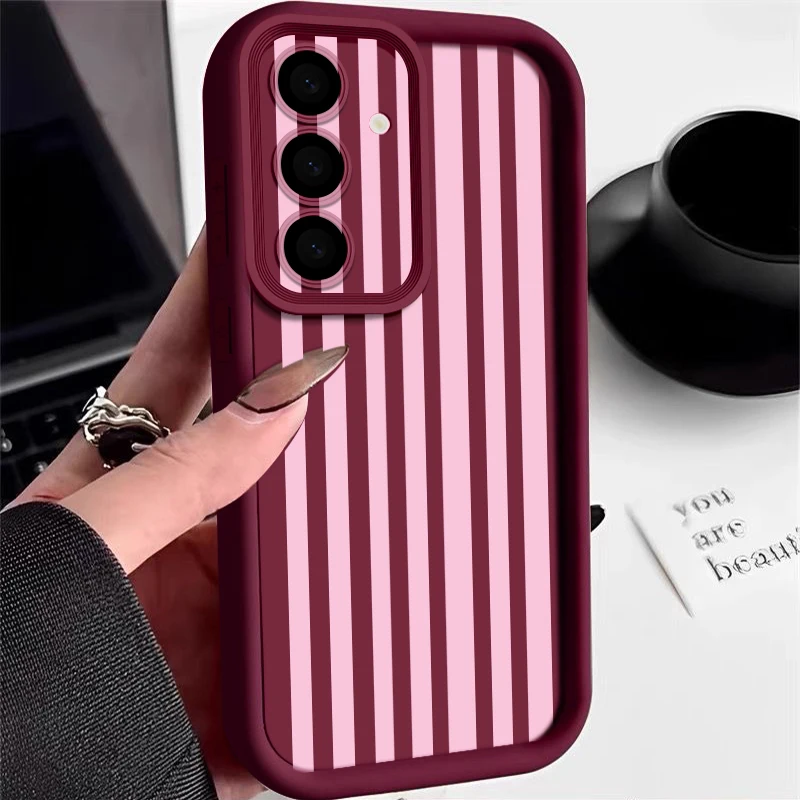 Pink Stripe Pattern TPU Phone Case For Samsung Galaxy S26 S25 S24 S23 Ultra S24 S25 S26 FE Shockproof Soft Silicone Back Cover