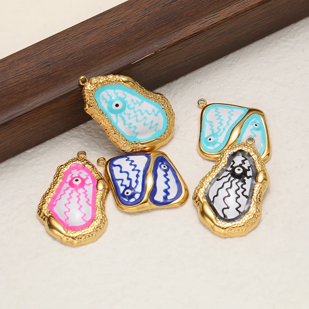 3 Stück Edelstahl-Charms mit schwarzer Emaille und Donnerschlag-Augen für DIY-Schmuckherstellung, lustige Halsketten-Anhänger, Armbänder, Ohrringe. – Detail 6