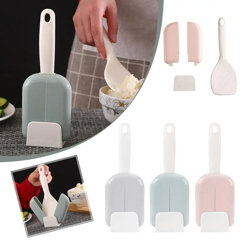 Creative Standing Rice Spoon Holder Plastic Non-Stick Surface Automatic Rice Spoon Holder Dustproof Rice Spoon Stand Kitchen Use