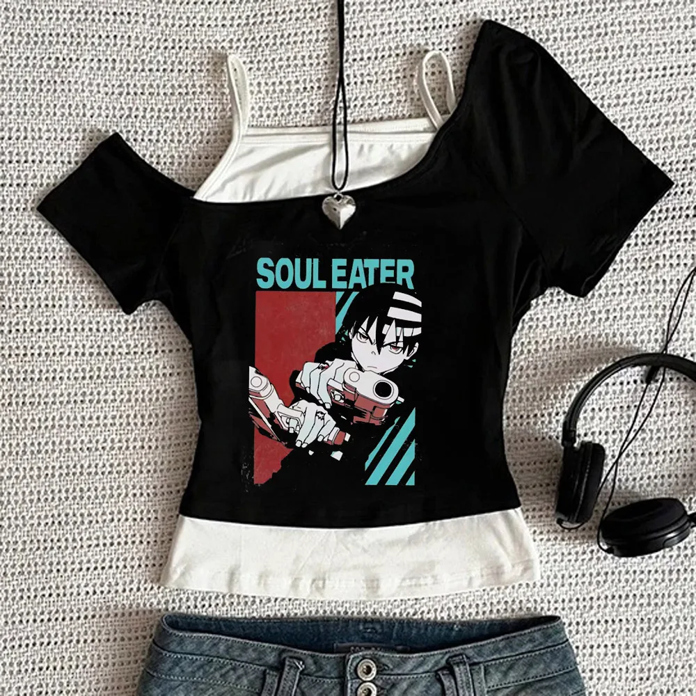 Soul Eater crop top women goth cutecore jojifuku meme kawaii t shirt party japanese jojifuku manga