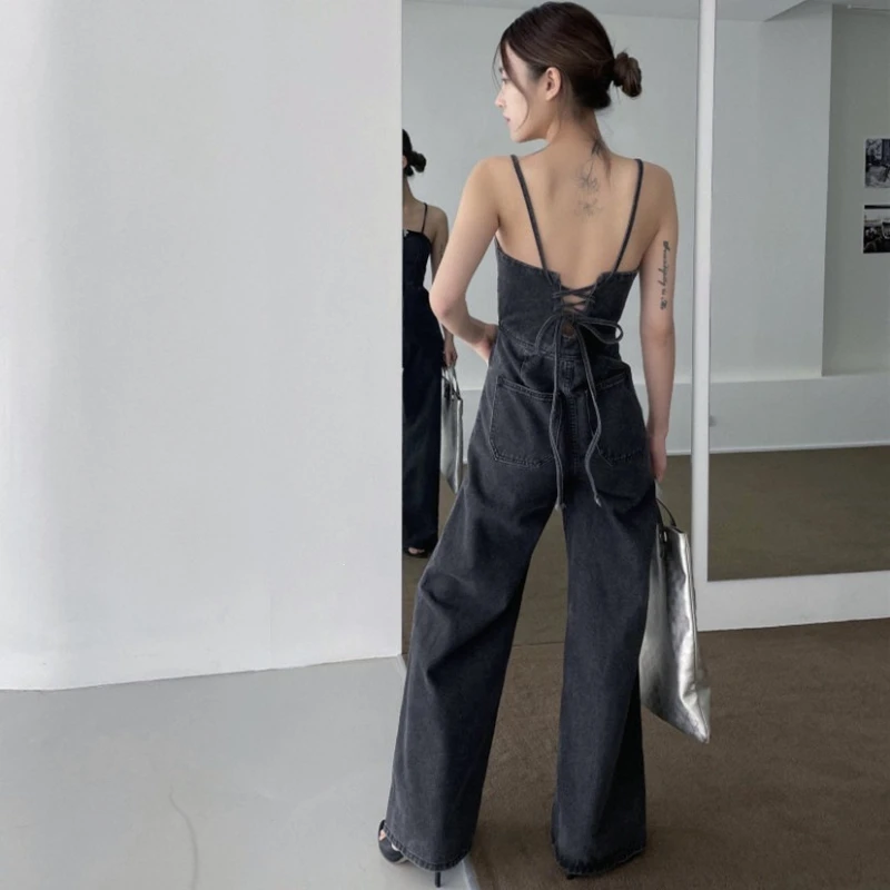 2026 Four Seasons New Style Back Strap Sexy Slimming Strap One piece Strap Jeans for Women