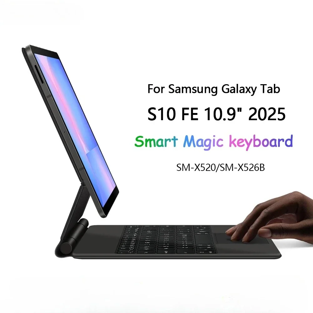 Magic Keyboard Cover For Samsung Galaxy Tab S10 FE 10.9inch 2025 SM-X520 X526B S9 FE Spanish Russian Portuguese Keyboard Cases