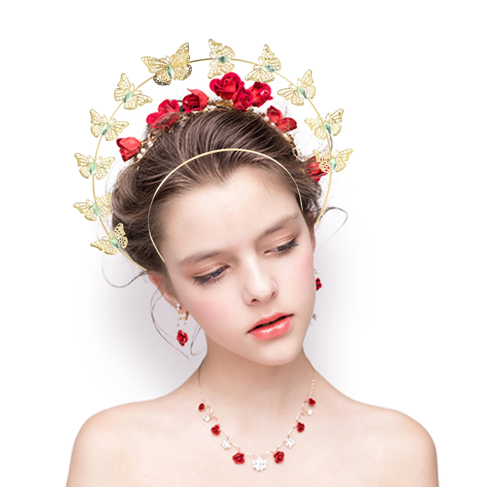 

Pink Butterfly Headb Crown Women Lifelike Decoration Wedding Hair Accessories Bridal Headpiece Lightweight Comfort Fit