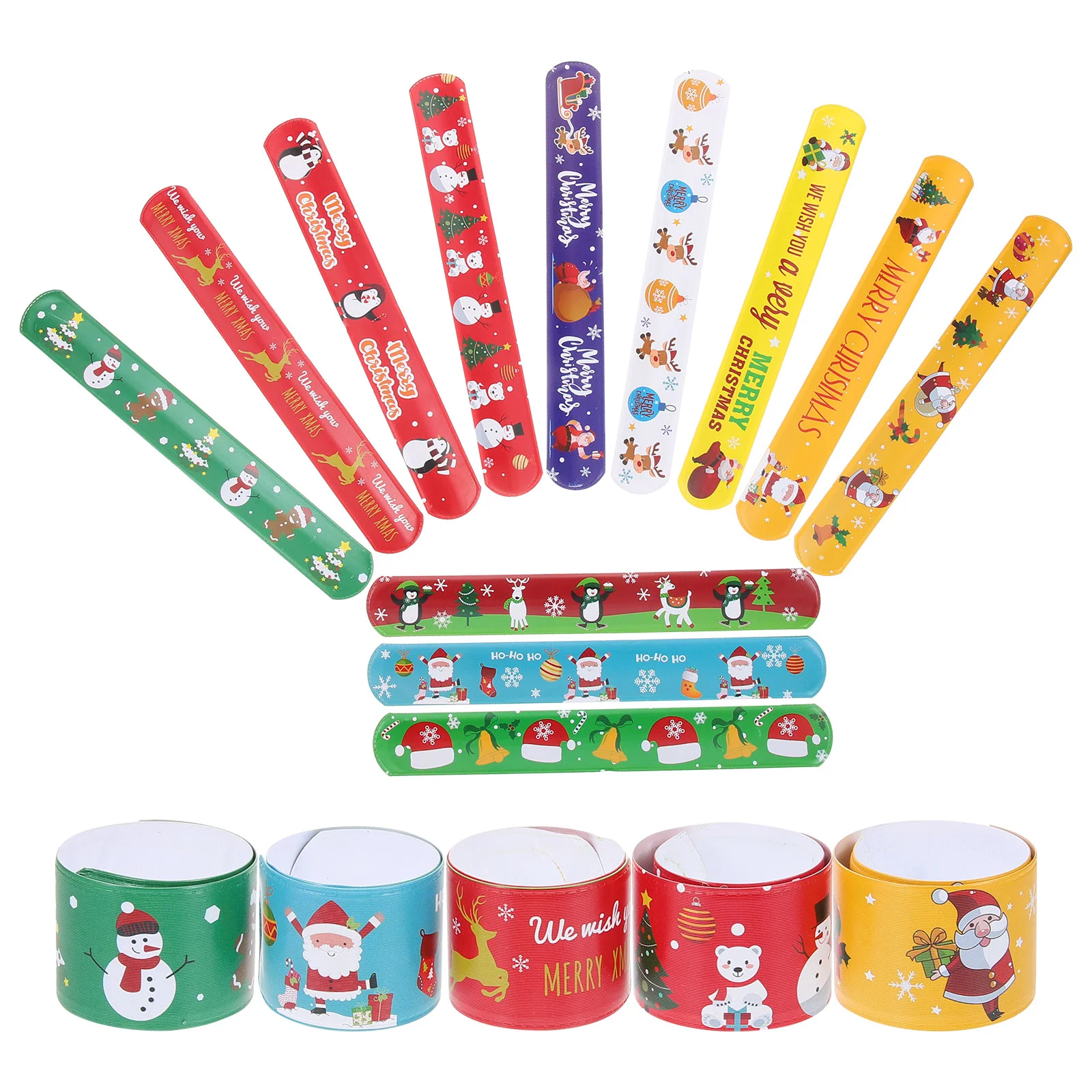 96pcs Christmas Wristbands Christmas Bracelets Slap Bracelets Christmas Party Favors slap bands for women