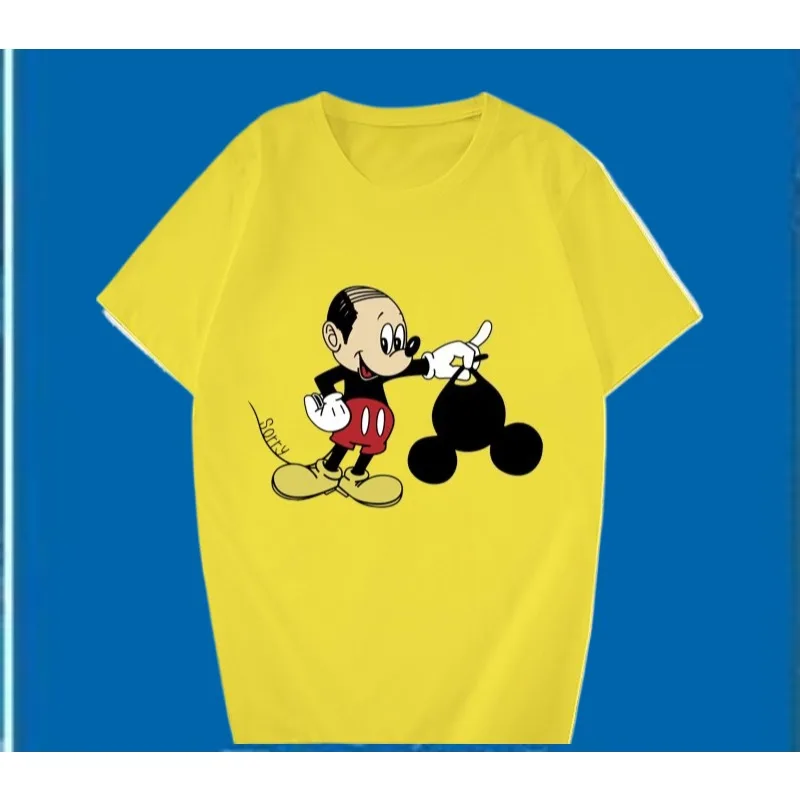 

Disney parodies bald Mickey Mouse Mickey Mouse funny print men's casual trendy classic pure cotton T-shirt short sleeved