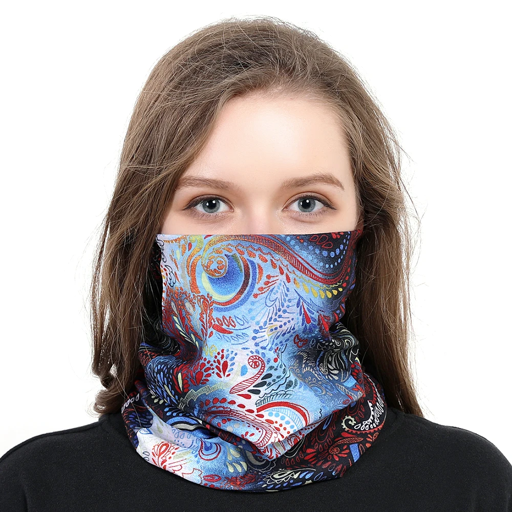 Fashion Paisley Pattern Design Seamless Bandanas For Woman Headdress Sports Face Mask Cycling Balaclava Head Scarf Female