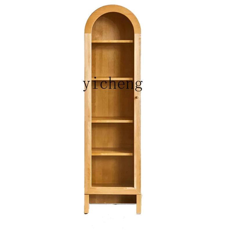 TQH6.23 Simple Modern  and Double Door Arched Bookcase Glass Door Display Showcase Household Floor Standing Storage Cabinet