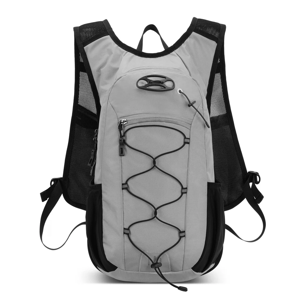 Nylon Cycling Backpack with Front Elastic Cord and Breathable Shoulder Straps Outdoor Daypack for Hiking Running and Travel