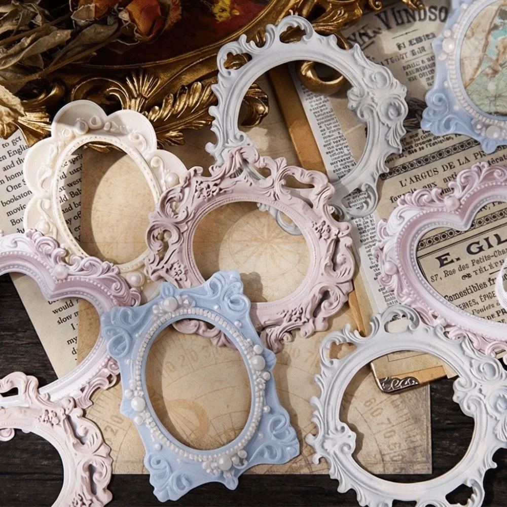 A Set Relief Texture Retro Picture Frame Stickers Hollow-Out Pattern Creative Frame Collage Cards Multi-functional Portable