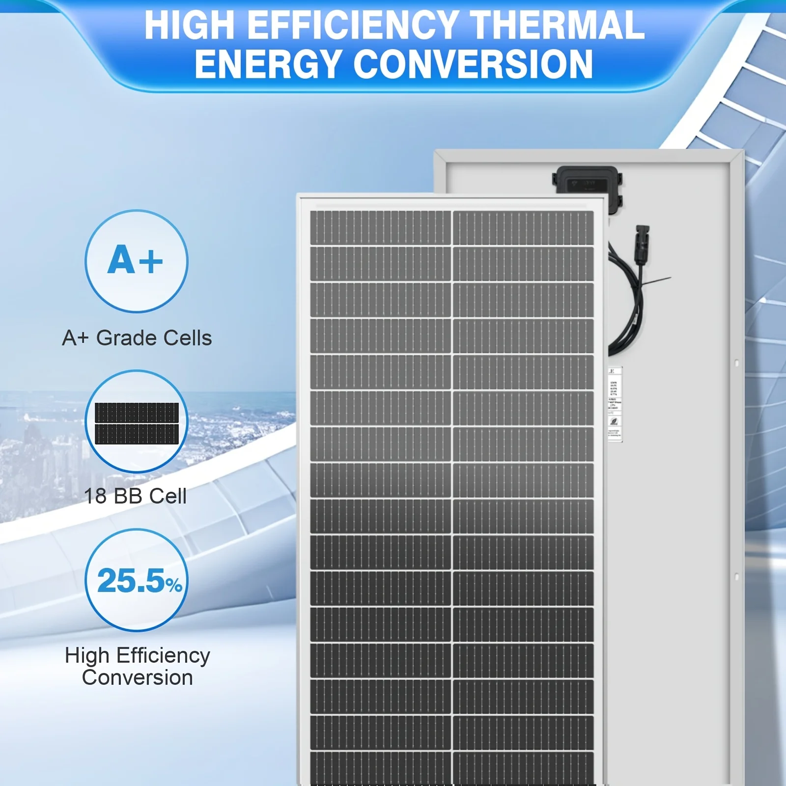 

WERCHTAY 100W Solar Panel 12V Monocrystalline Technology 18BB Cell 24% High-Efficiency PV Module Power Charger Ideal for RV Battery Marine Rooftop Farm Home Camping Caravan Off-Grid System