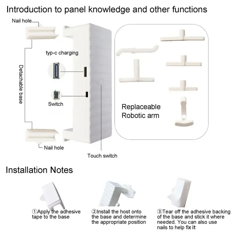 Finger Bot Button Pusher Wall Mounted RC No Wiring Switch Remote Smart Light Switch 20 M RF Range Remote Control