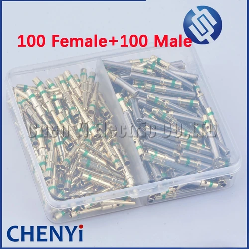 Imagen 2 del producto Terminales sólidos de acero inoxidable chapados en oro de 50/100 piezas, macho y hembra, 0460-215-1631 0462-209-1631, para la serie Deutsch DT