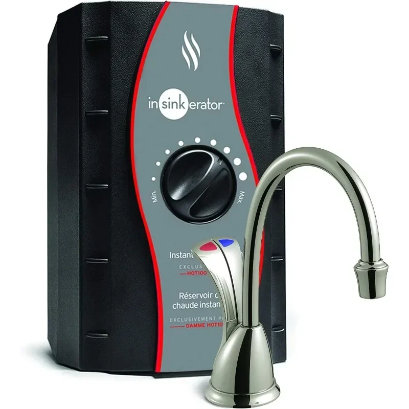 InSinkErator Wave Sistema dispensador instantáneo de agua fría y caliente, grifo y tanque, níquel satinado, HC-Wave-SN