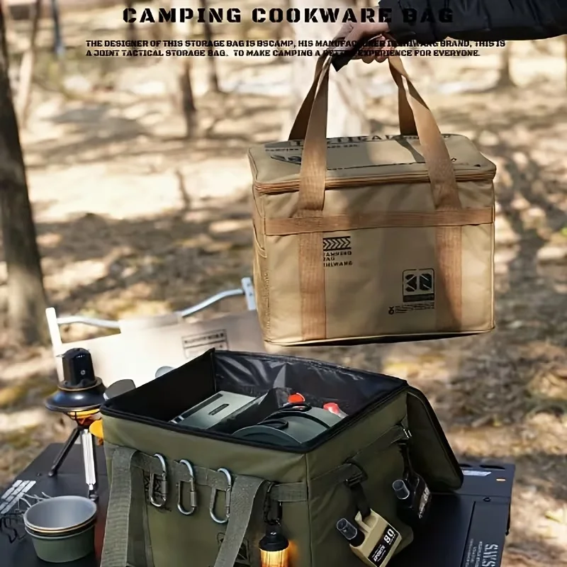 Heavy-Duty Large Capacity Camping Gear Organizer,High Quality Oxford Cloth Kitchen Cookware Bag for Outdoor Picnic Hiking Travel