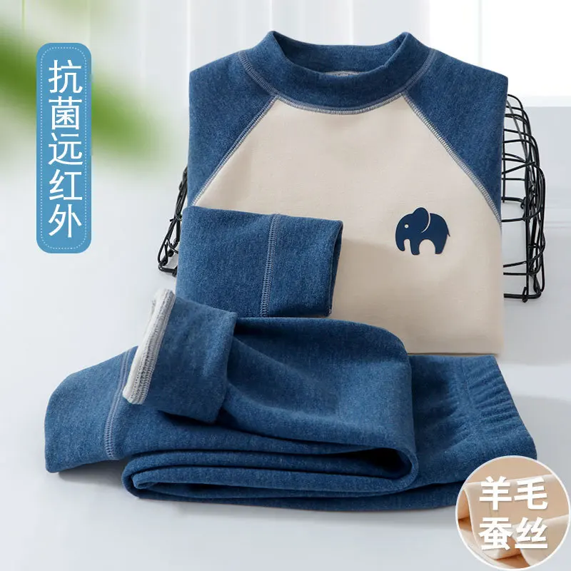 A-class children's thermal underwear set with thick velvet and constant temperature autumn clothes and pants for boys, girls, an